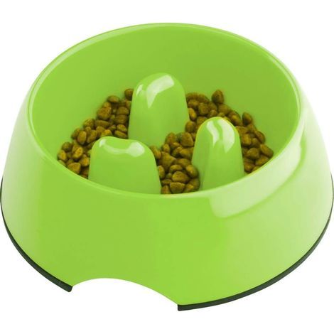 Gamelle Anti Glouton pour Chien Chat, Gamelle Alimentation Antiderapante Qui Favorise Une Prise de Nourriture Plus Lente, Bol Mélamine Interactive Anti Ballonnements- M-Green- (1/3)
