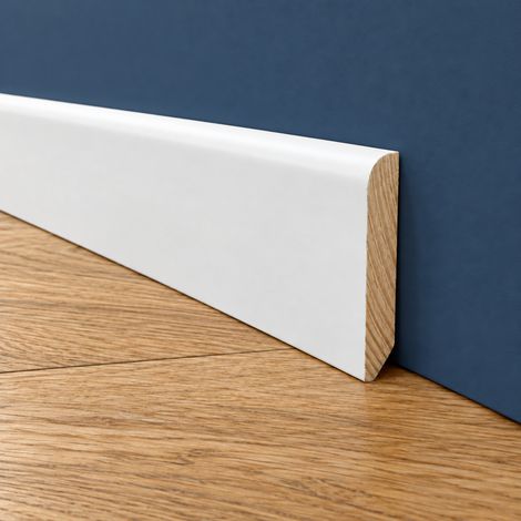 Battiscopa PREMIUM in legno MASSELLO BC 40x9mm laccato bianco liscio (prezzo al metro)