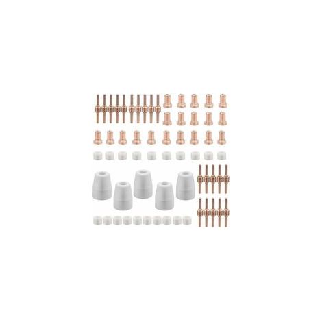 Lot de 65 pièces consommables plasma Électrodes et buses en cuivre rouge Pour découpe précise acier et aluminium Compatible LGK40 CUT40 CUT50 (1/5)