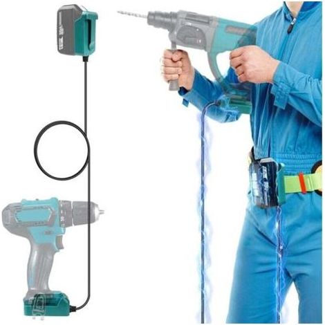 Kaelt - Adaptateur pour batterie Makita 18V avec boucle pour porter directement sur le corps, adaptateur secteur portable pour outils sur batterie Makita 18V, longueur de câble réglable jusqu'à 150 cm (1/5)
