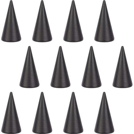 12 Pcs Black Wooden Ring Display Stands, Cone Shaped Finger Ring Holder Jewelry Display Ring Stand for Rings Jewelry Exhibition (1/5)