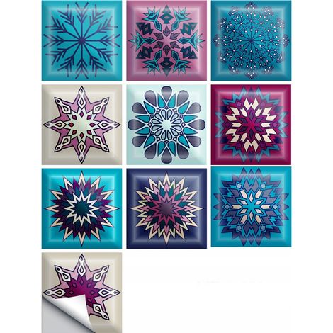 Juego de 10 paneles autoadhesivos de PVC con diseño de patchwork, papel pintado de 20x20cm zm-06-031 (1/5)