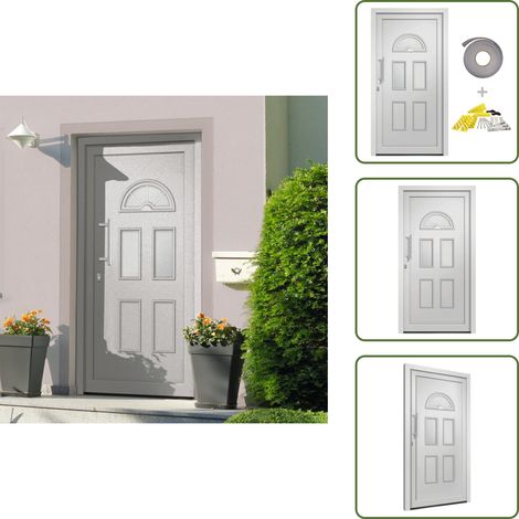 Porte d'entrée Blanc 98x198 cm - Portes D'entrée - Porte Blanche - Porte Aluminium - Porte Sécurisée - Porte Isolation Thermique