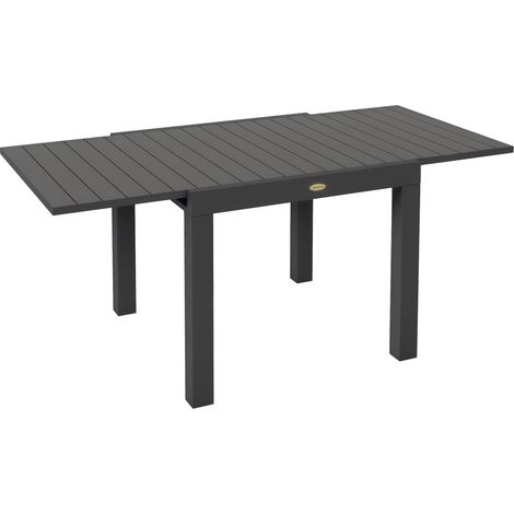 Tavolo da Giardino Allungabile per 4-6 Persone con Piano a Doghe, in Alluminio, 81/162x80x75 cm, Grigio