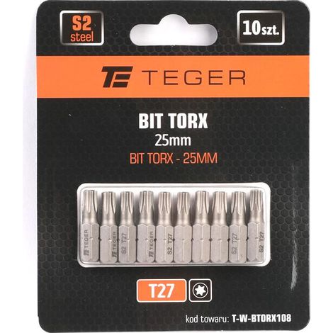 Punta Torx de 25 mm/T27 (juego de 10) / teger
