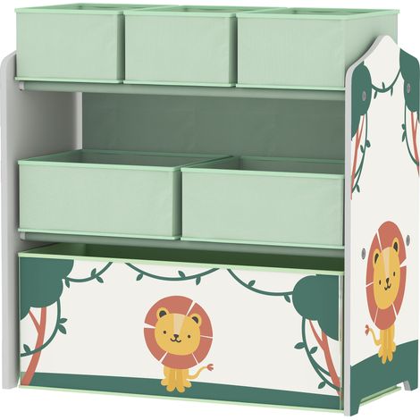 3-stöckiges mobiles Spielzeugregal für Kinder, Grün