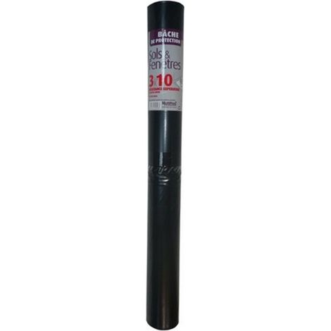 Bâche de protection noire 3m x 10m – Épaisseur 80µm – Polyéthylène pour sols – Résistante aux chantiers humides – Multiplast (1/2)