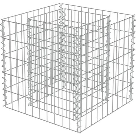 Jardinera elevada para plantas y flores fabricada en gavión de acero galvanizado 50 x 50 x 50 cm 020001305