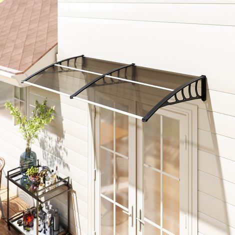 Auvent porte toit marquise polycarbonate, bord aluminium contre pluie UV, DaGou