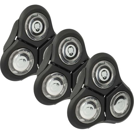 vhbw 3x Scherkopf kompatibel mit Philips RQ1180X, RQ1185, RQ1175, RQ1180CC, RQ1180, RQ1160CC, RQ1160, RQ1160X Rasierer Schwarz Silber