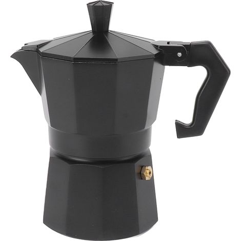 Italienische Moka-Kanne, 300 ml, Aluminium, Schwarz, für die Zubereitung von hausgemachtem Kaffee