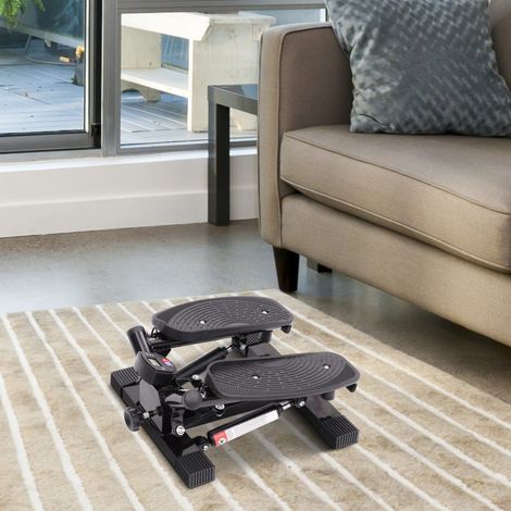 Mini stepper latéral pour fitness à domicile, avec bandes élastiques résistantes, noir – entraînement des hanches et fessiers (1/4)