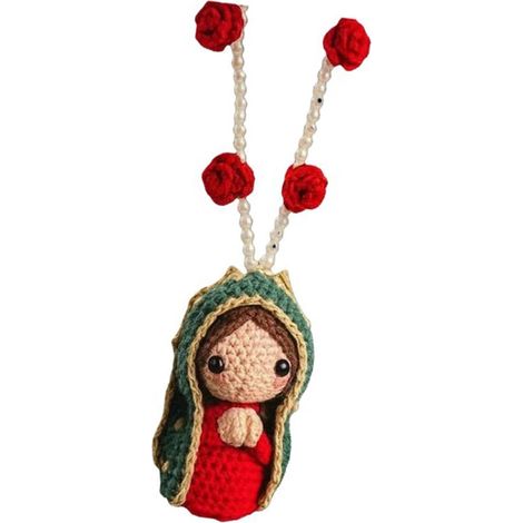 Statue de décoration intérieure de voiture, faite à la main au crochet pour rétroviseur, décoration à suspendre pour femme (1/4)