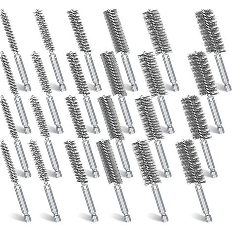 Lot de 24 brosses de nettoyage en acier inoxydable pour perceuse visseuse à percussion (1/5)