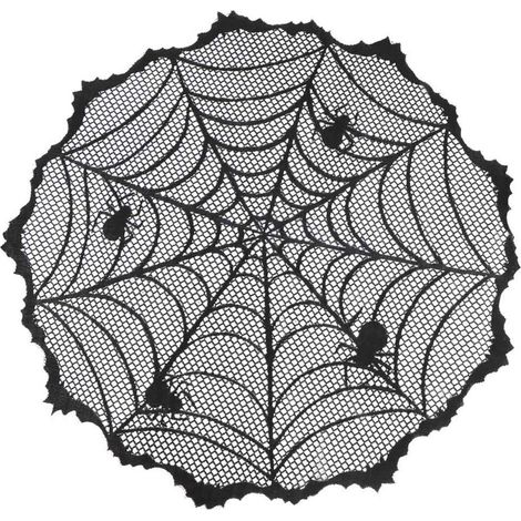 Nappe à motifs effrayants, dentelle noire, décor pour une fête d'Halloween en famille (1/5)