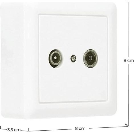 ORION91 Pack x 3 unidades Enchufe Empotrable Doble Toma TV y Radio con Base Empotrable Blanco - Nine&One