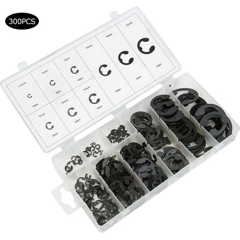 Anneaux élastiques en acier au carbone noir, kits de circlips de retenue internes en E, accessoires pour machines élastiques (1/5)
