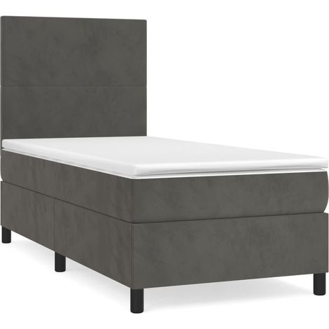 Maison Exclusive - Giroletto a Molle con Materasso Grigio Scuro 80x200 cm Velluto (1/5)