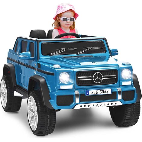 GOPLUS Voiture Electrique avec Telecommande pour Enfants 3-8 Ans,G650,2 Vitesses et 4 Roues 12V/4.5Ah, Demarrage/Frein Progressif, Porte et Phare Fonctionnels, Musique avec USB (Bleu) (1/5)