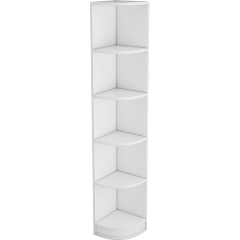 Libreria angolare a 5 ripiani in MDF bianco 42 x 30 x 180 cm (1/5)