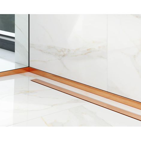 Profilo doccia a pavimento frontale rame satinato - 1800 x 40 x 12 mm