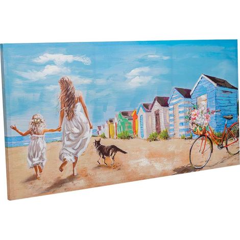 Cuadro pintado a mano con relieve azul 60x120x3 (1/5)