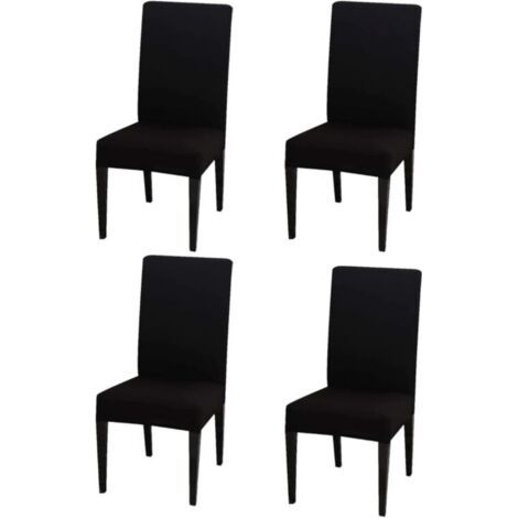 Ensemble de chaises noires 4 pièces, housse de chaise à dossier haut 383847cm, moderne, élastique et lavable, convient pour la salle à manger et la cuisine (1/5)