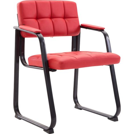 Sedia visitatore sedia da ufficio senza rotelle materiale sintetico rosso BUR10229