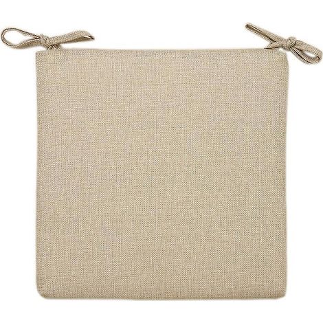 1 X Coussin De Chaise D't En Coton Lin Beige - 40 X 40 X 4 Cm - Aspect Lin Uni - Rsistant Aux Taches Et L'eau - Avec Sangle De Fixation (1/5)