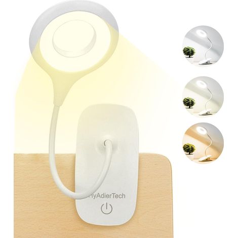 Lampada da scrivania a LED, ricaricabile tramite USB, con clip, 3 modalità di illuminazione e 3 livelli di luminosità, ideale per leggere libri, in ufficio, a casa, nella cameretta dei bambini o sul c (1/5)