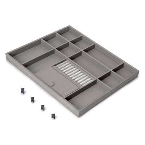 Emuca 7137252 Tiroir organisateur pour placards et commodes Quartz, 540 (M70), Eco pelle et bois, Titane (1/5)