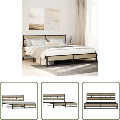 Metallbettgestell -  Metallbett ohne Matratze Sonoma-Eiche 183x213 cm (1/5)