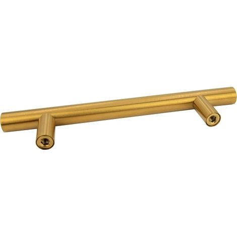 96 mm große Möbelgriffe aus gebürstetem Edelstahl in Goldfarbe: moderne und elegante Accessoires für Schränke und Küchenarbeitsplatten, inklusive Befestigungsschrauben.