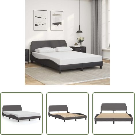 Kunstlederbett - Bettgestell "Dover" Grau 120x200 cm Kunstleder (1/5)