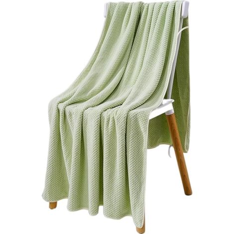 Ensemble de 2 serviettes en éponge, comprenant une serviette de bain en polaire corail, une serviette de douche (70 x 140 cm et 35 x 75 cm). Couleur : vert. (1/5)