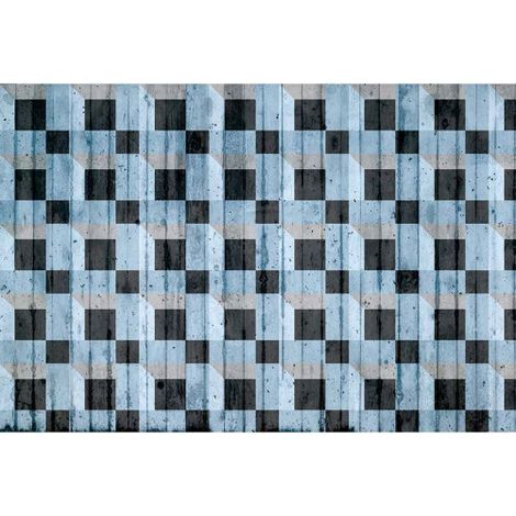 Papier peint panoramique bleu et noir moderne Tapisserie panoramique original motif géométrique Papiers peints panoramique effet 3D pour bureau (1/3)