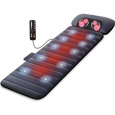 Tapis de massage avec fonction chauffante, tapis de massage complet du corps avec coussin de massage Shiatsu mobile, 10 moteurs de vibration et 4 coussins chauffants pour soulager le dos (1/5)
