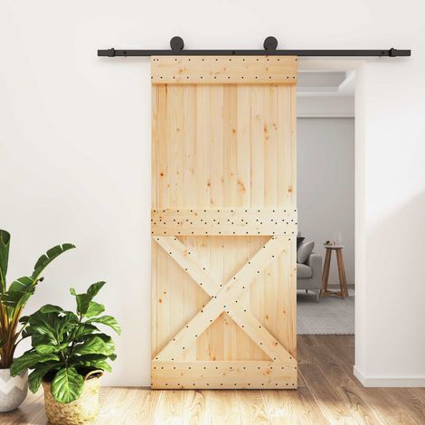 Teenpull – Schiebetür Natürlich und Schwarz 95 x 210 cm Massivkiefer (1/5)