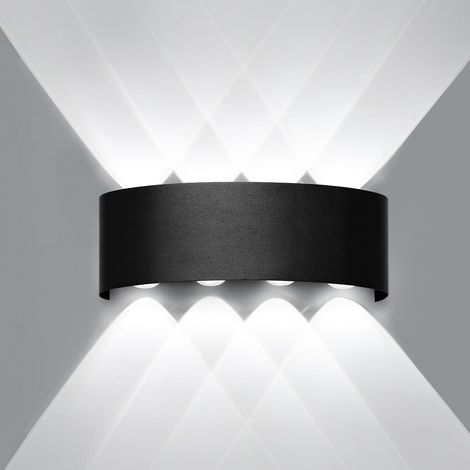 LED Applique Murale Intérieur/Extérieur, 8W 6000K Blanc Froid Lampe Murale, IP65 Etanche Moderne Éclairage Mural, Aluminium Luminaire Murale pour Chambre Couloir Salon Escalier (1/5)