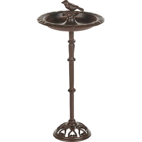 Bebedero para pájaros de jardín para exterior pileta de hierro antiguo decorativo marrón Swallow