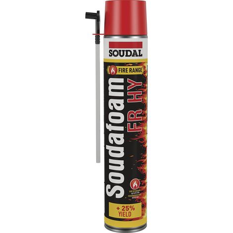 Soudal Soudafoam FR HY Montageschaum, feuerfester PU-Schaum, Brandschutzschaum, Polyurethanschaum, Füllschaum, hochergiebig, rosa, 750 ml