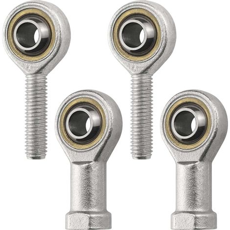 M8 Rod End Bearing, Female End, Rod Bearing Joint, Straight Male Thread, Bronze Liner, Performance Rod End (4 Pack)