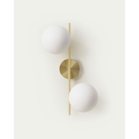 Applique lampada da parete in acciaio finitura ottone con sfere in vetro opaco attacco lampadine G9 (1/2)