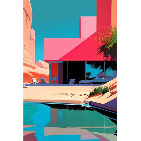 Tableau sur toile villa contemporaine 30x45 cm - Impression sur Toile Murale Décorative - Image imprimée en HD sur Toile - Toile sur Châssis en Bois FSC - Fabriqué en France (1/5)