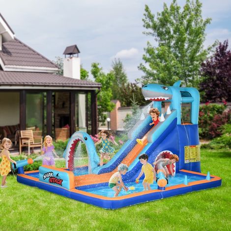 Château gonflable pour enfants de 3 à 8 ans avec pompe, toboggan, piscine et mur d'escalade
