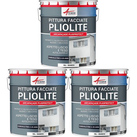 Pittura alla pliolite : per facciate e stucco - ARCAFAÇADE PLIOPROTECT - 3 x 10 L Bianco - ARCANE INDUSTRIES