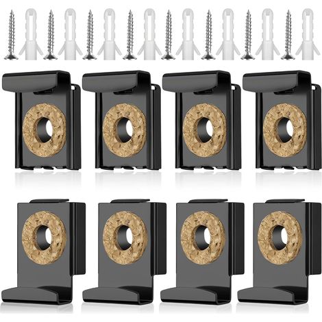 APEX 8 Pièces Fixation Miroir, Noir Supports de Miroirs Muraux, Réglable Fixation pour Miroir, avec 8 Vis et 8 Chevilles D'expansion, pour Domicile, Bureau (1/5)