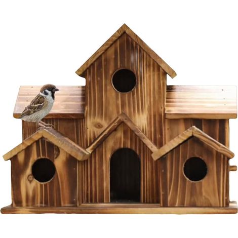 Grande maison à oiseaux rustique en bois pour une utilisation en extérieur - Nichoir pour oiseaux avec nichoir pour le jardin - À utiliser dans le jardin, le balcon, la pelouse et