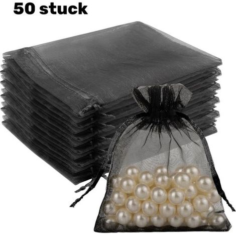 50 Stück Organzabeutel 10 x 15 cm Schwarz Geschenktüten aus Organzastoff Gastgeschenktüten Geschenktüten Duftsäckchen herstellen Geschenktüten Pr (1/5)