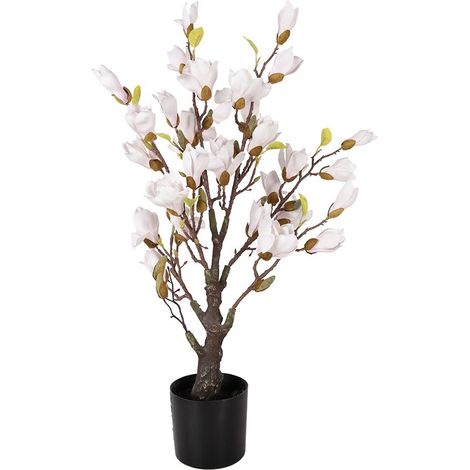 Plante artificielle Magnolia Décoration intérieure en plastique Rose 20 x 20 x 75 cm - PANGIVO (1/3)